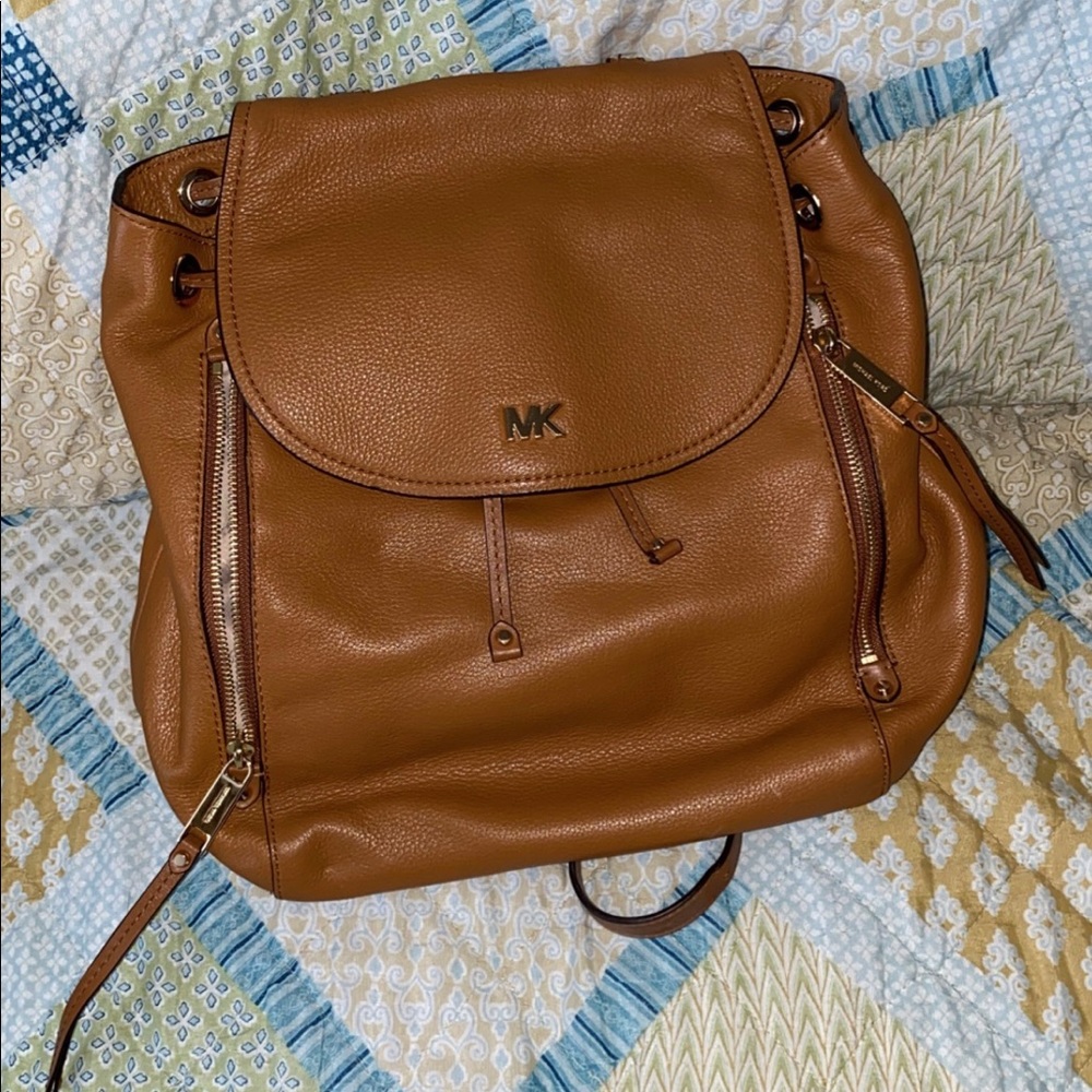 Michael Kors camel colored backpack purse